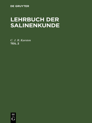 cover image of Lehrbuch der Salinenkunde. Teil 2